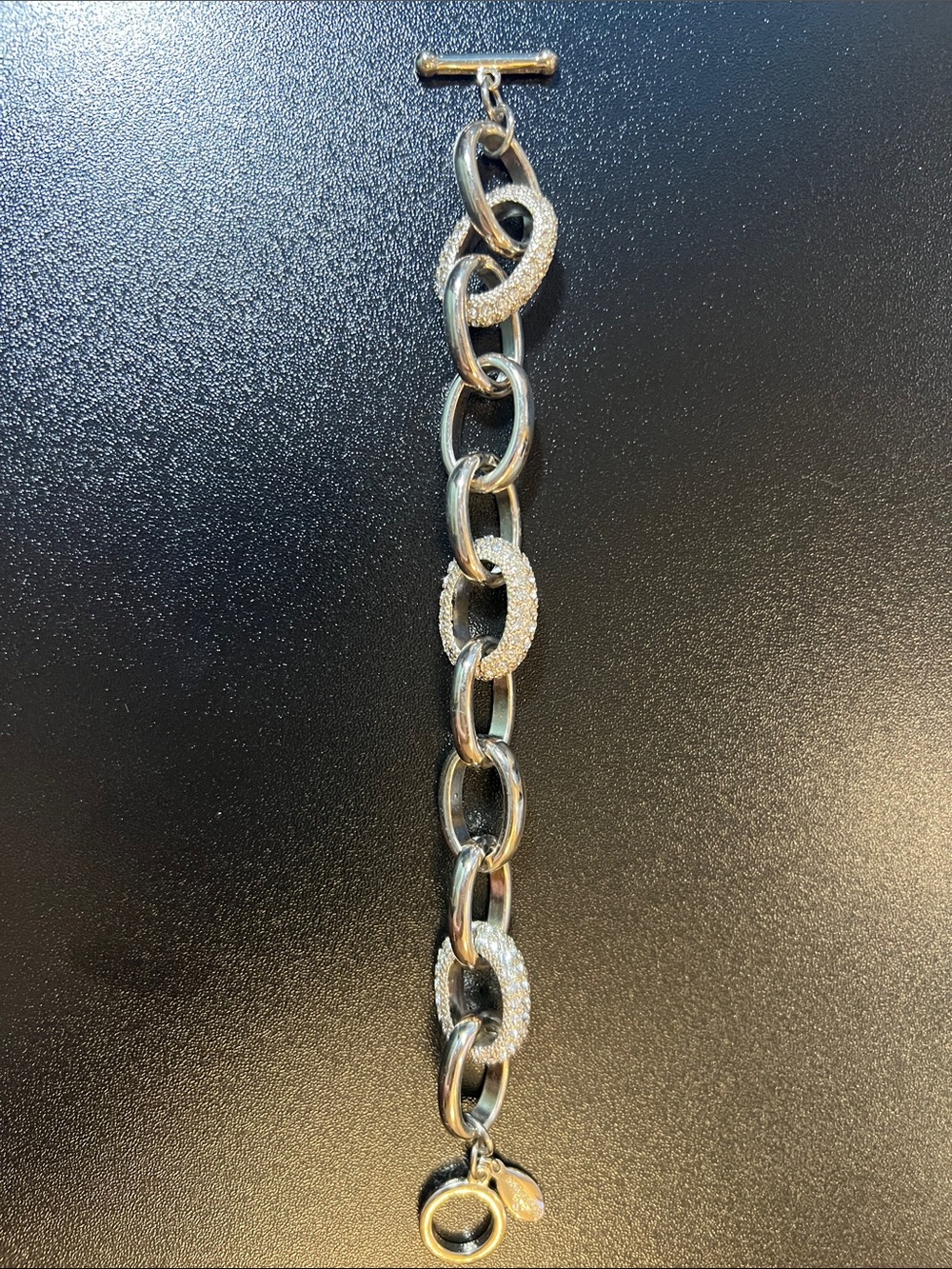 Ann Taylor Silver Pavé & Smooth Link Bracelet